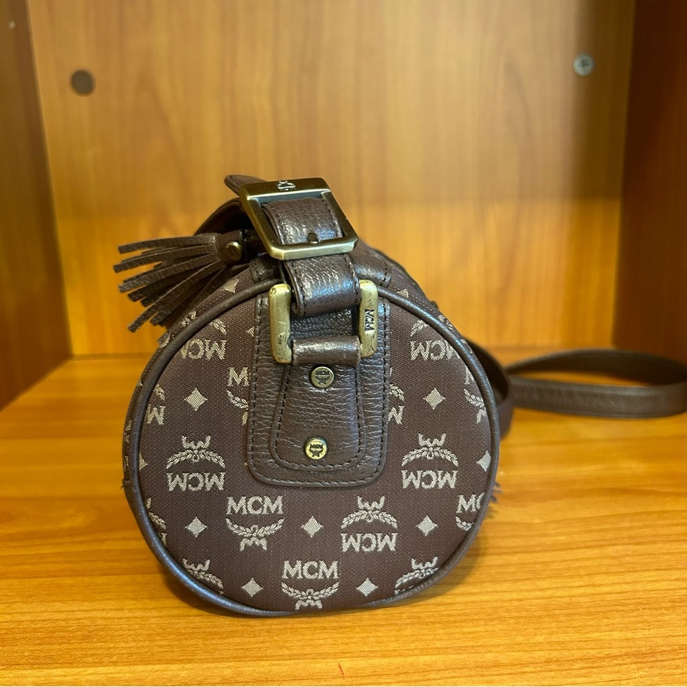 MCM 2way Cylinder/Papillon Crossbody/Shoulder Bag Brown - Picture 4 of 13